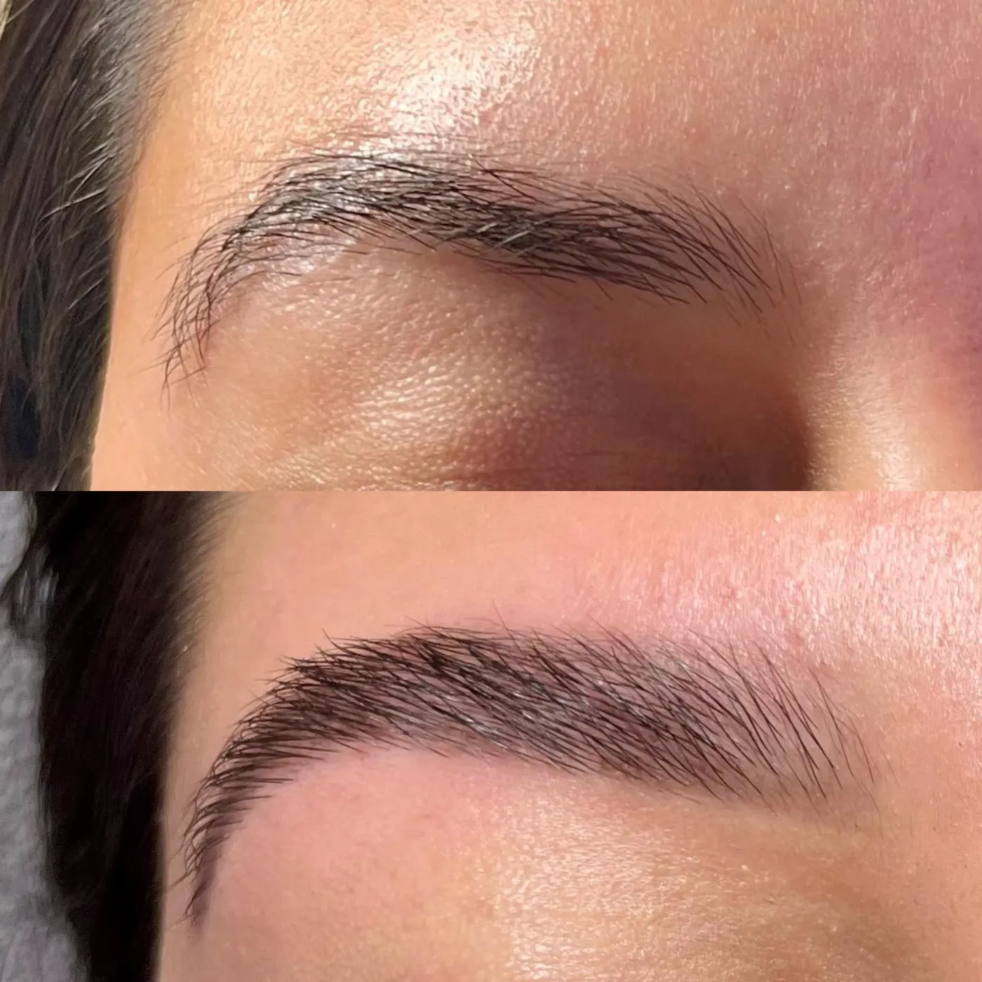 Brow wax and tint, before and after