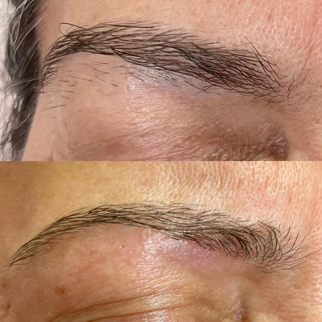 Brow shaping and tint, before and after