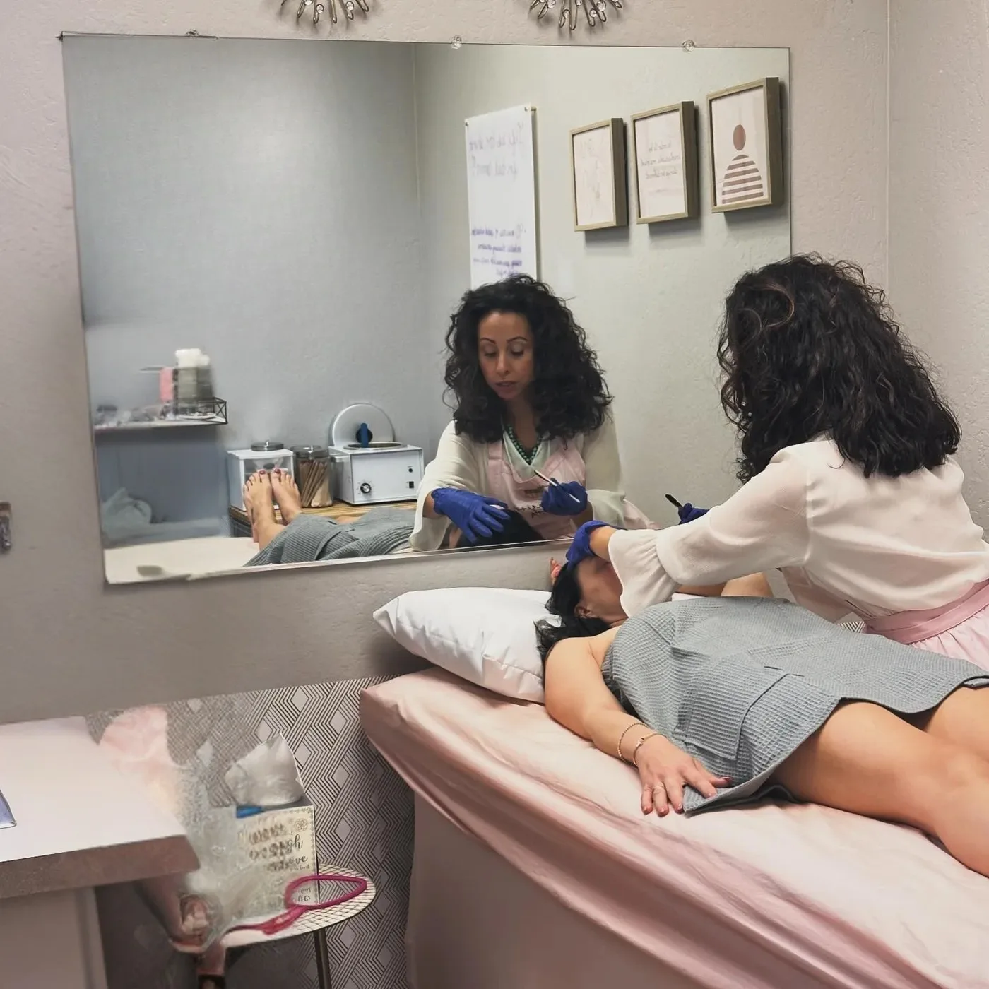 Nella at work in the treatment room during a photo shoot