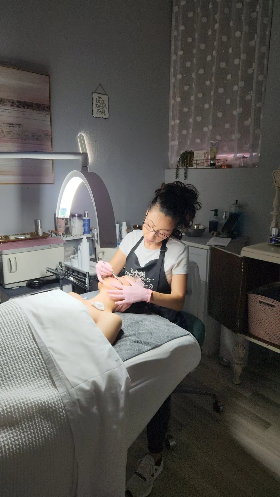 Dermaplaning in the studio
